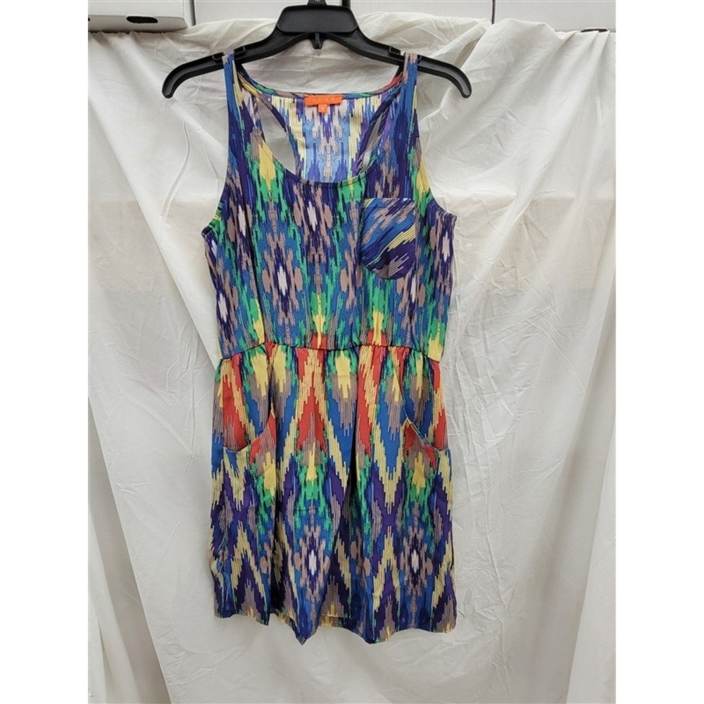 NWOT Glam Boutique SMALL T Back Rainbow Stripe 100% Silk Mini Dress 123094